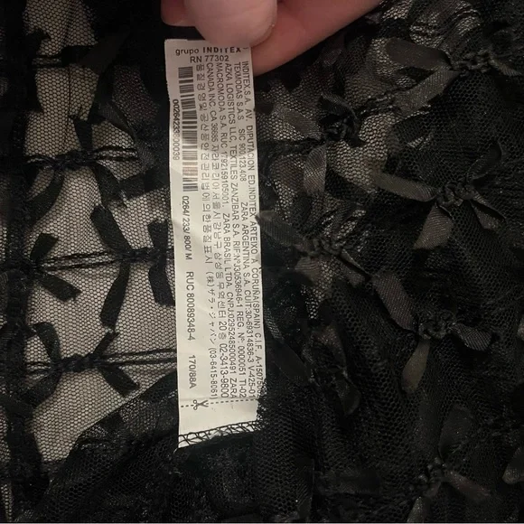 ZARA Sheer Bow Mesh Long Sleeve Crew Neck Layering Top in Size M HOLIDAY PARTY - Picture 5 of 6